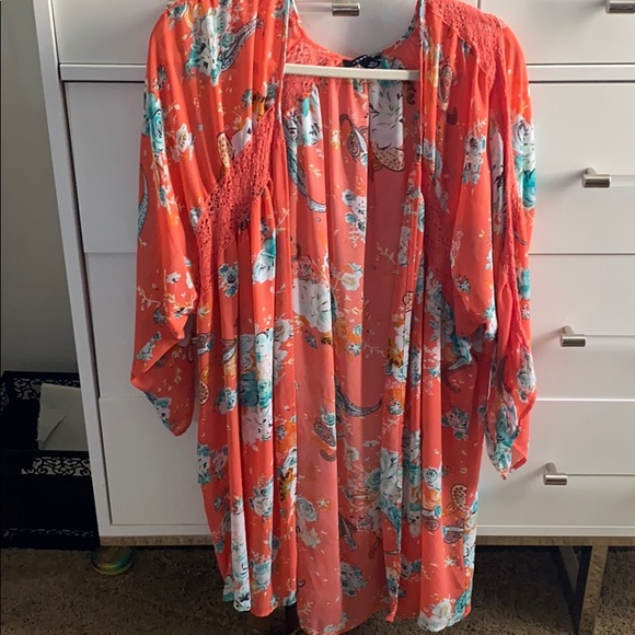 torrid Tops - TORRID Coral Floral Kimono